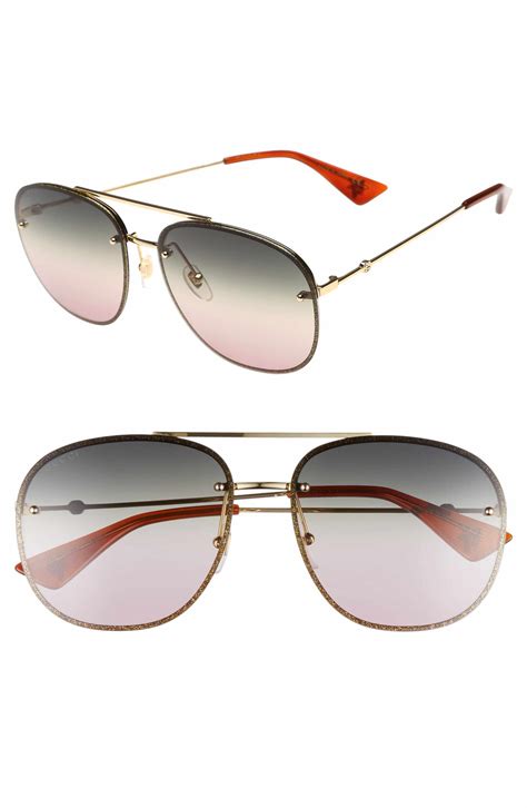 gucci glitter aviator sunglasses 62mm|Aviator Sunglasses for Women .